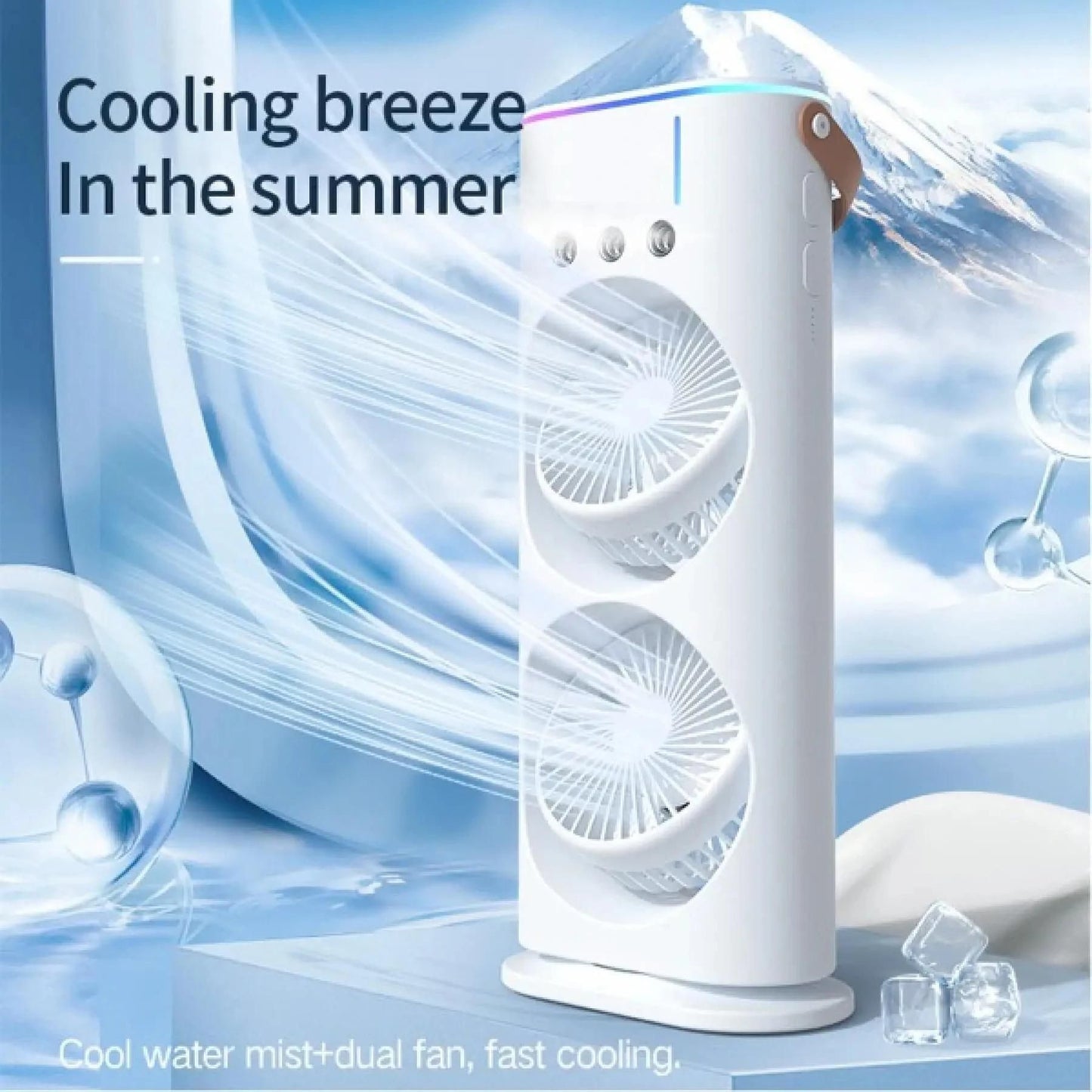 Portable Double‑Head Desktop Air Cooler Fan with USB Power & Remote Control