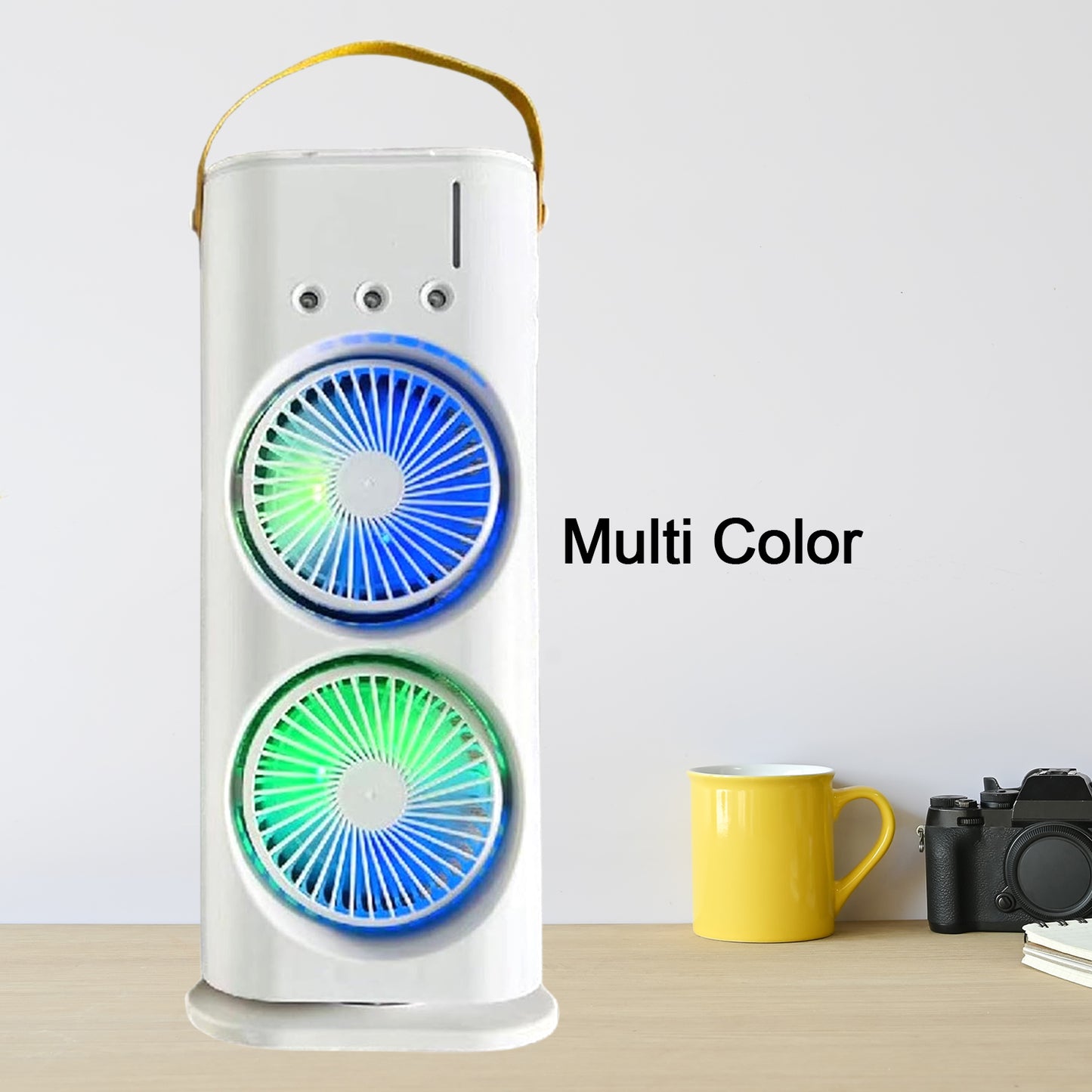 Portable Double‑Head Desktop Air Cooler Fan with USB Power & Remote Control