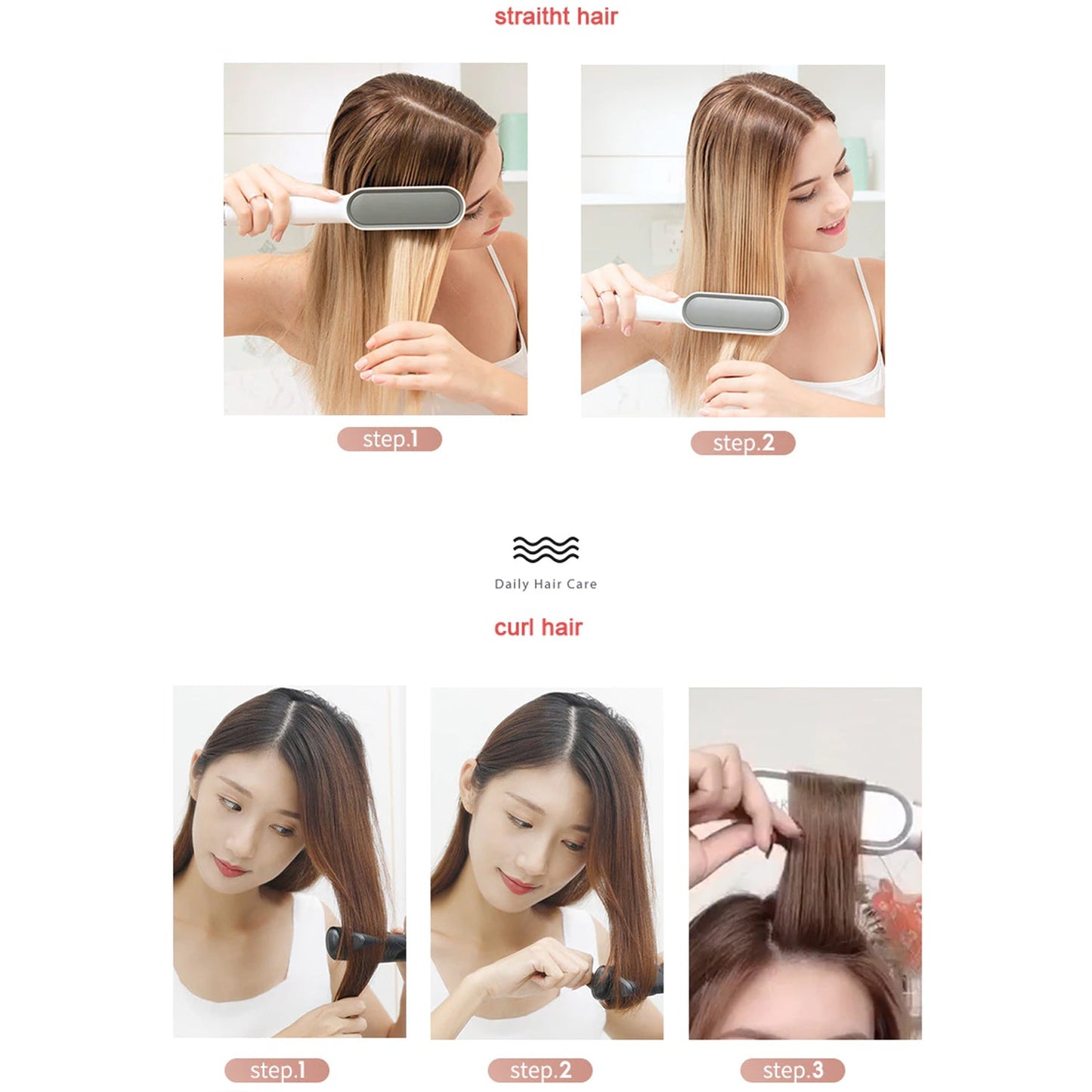 Professional Electric Hair Straightener Comb Brush