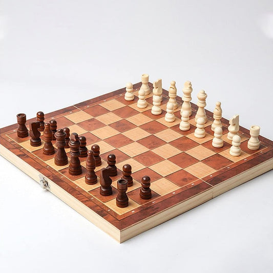 Premium Handcrafted Foldable Wooden Chess Board Set – 30×30 cm Classic Strategy Game for Kids & Adults