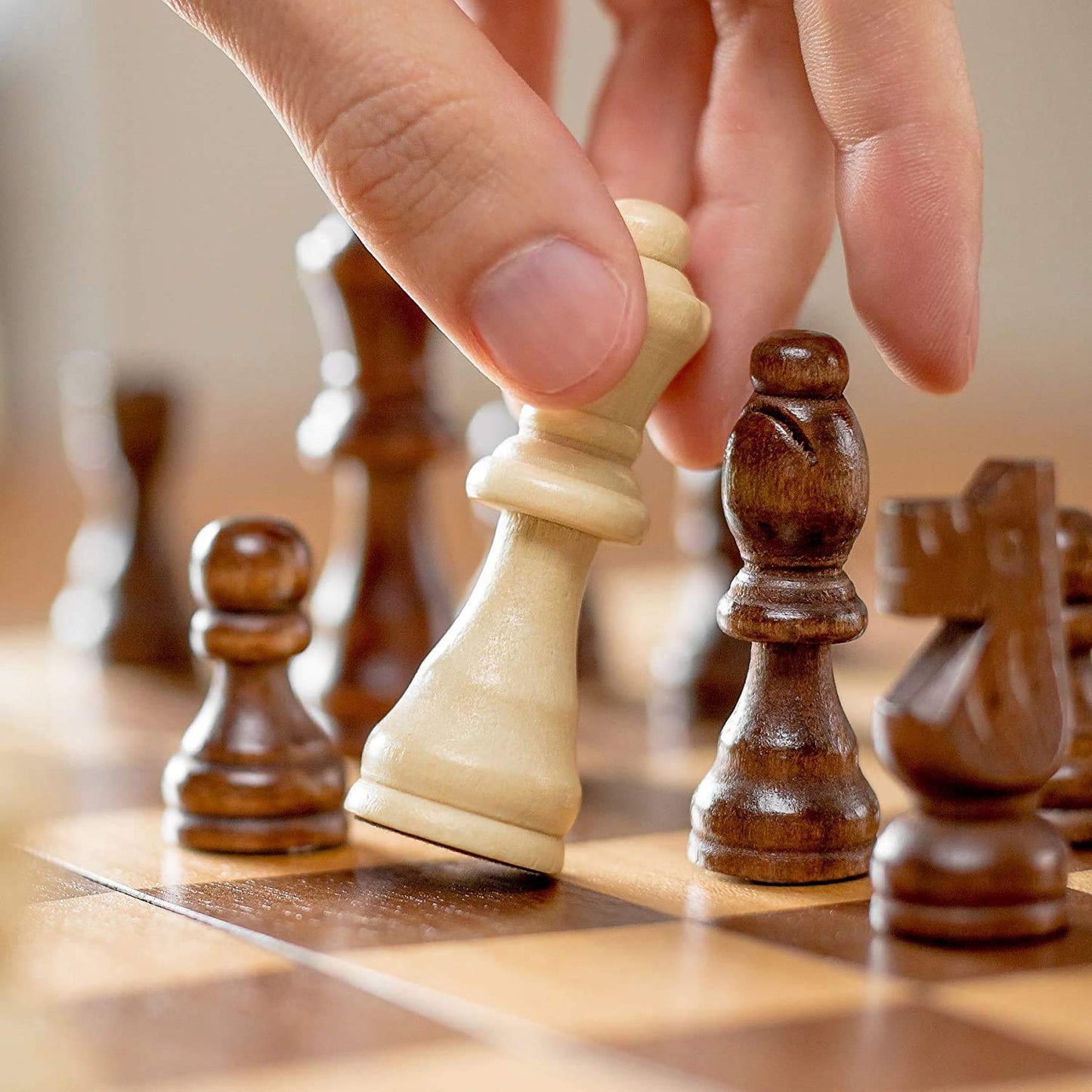 Premium Handcrafted Foldable Wooden Chess Board Set – 30×30 cm Classic Strategy Game for Kids & Adults